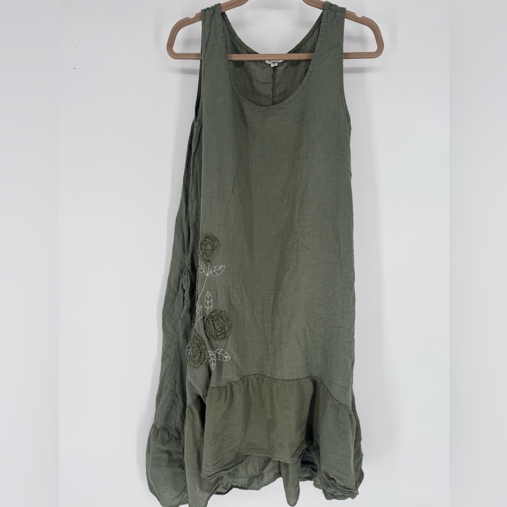 Chic Asymmetrical Olive Green Dress - Picture 2 of 5